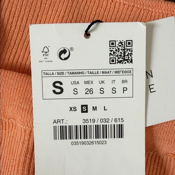 Zara Women's Peach Ribbed Crop Top - Picture 5 of 5